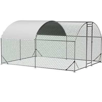 Large Metal Chicken Run, Outdoor Yard Farm Enclosure With Cover, 1" Tube , 9.84'x13.12'x6.56', Lockable Hatch Spacious Coop - Roof