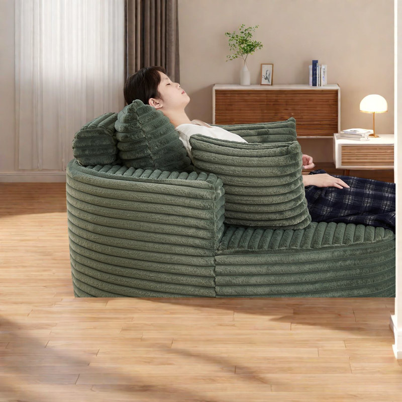 Modern Corduroy Sofas, Fluffy Sleeper Chair, No Assembly Needed