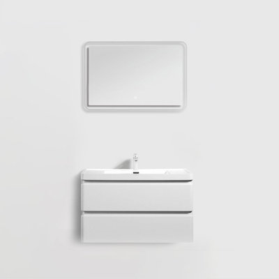 Drucilla Modern 36" Wall-Mounted Single Bathroom Vanity Set with Mirror