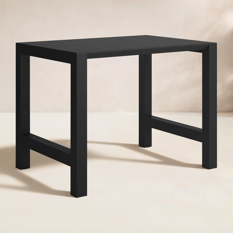 Farrah Rectangular Extendable Outdoor Bar Table , 39'' in. W 39.37'' in. D, Black