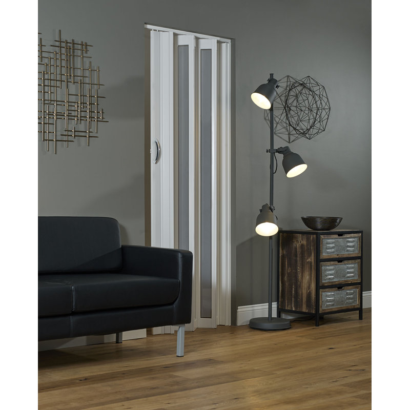 Metro Silver PVC Accordion Folding Door with Frosted Panels