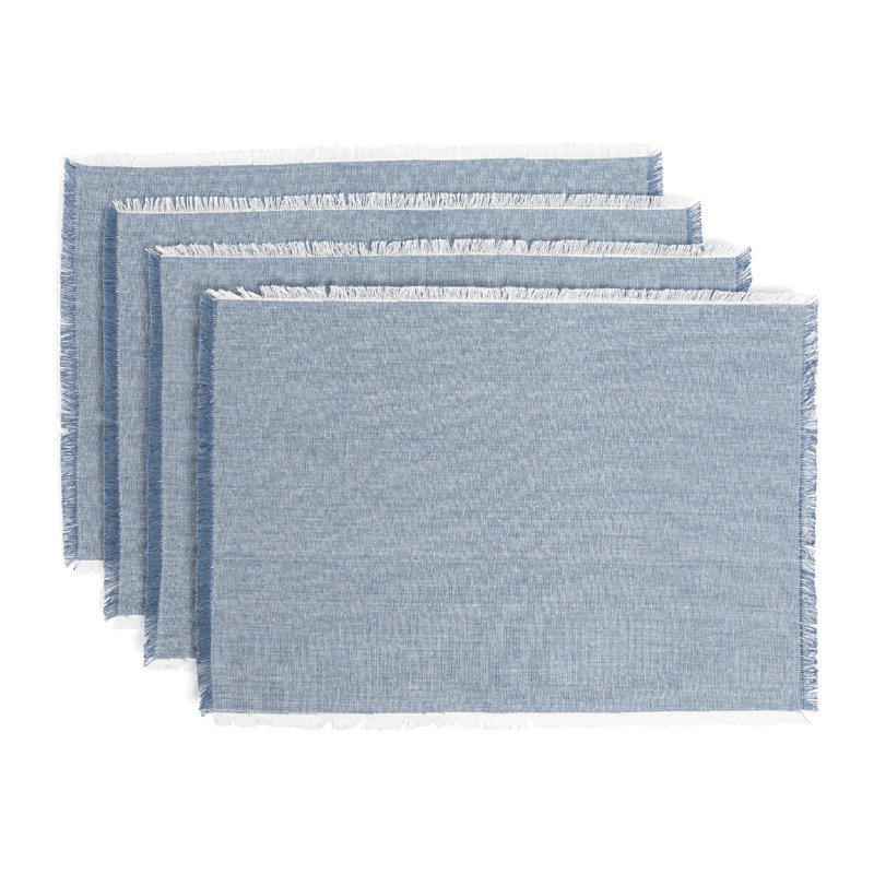 Ensemble de 4 napperons en chambray, Bleu