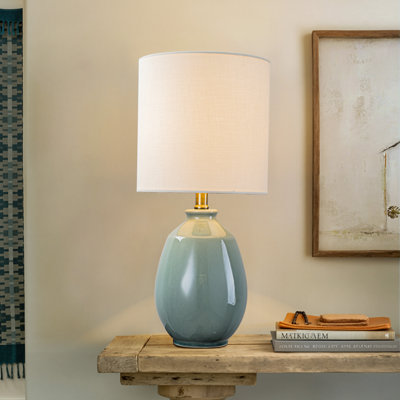 19 po Lampe de table Celadon Green Crackle Glaze