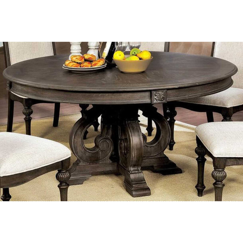 Everly Round Solid Wood Dining Table, Rustic Natural , Rustic Natural 