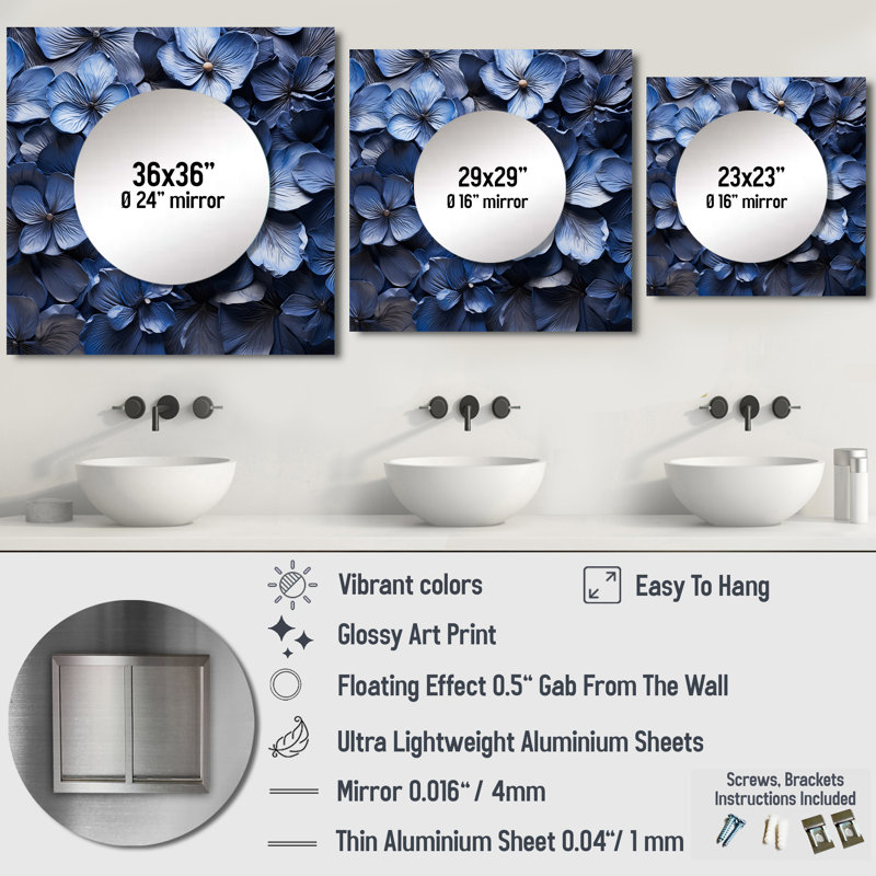 Dekow - Art mural miroir pour salle de bain Violets, 29 po x 29 po