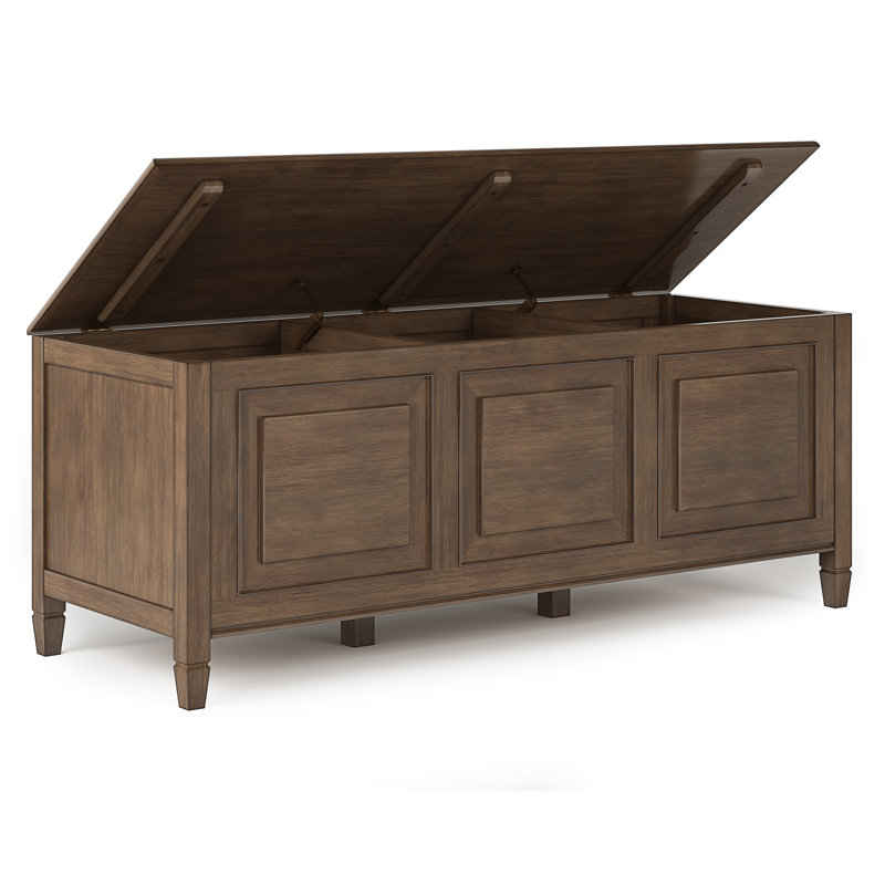 Connaught 51"W Solid Wood Traditional Storage Bench Trunk with Flip Top, Natural Aged Brown