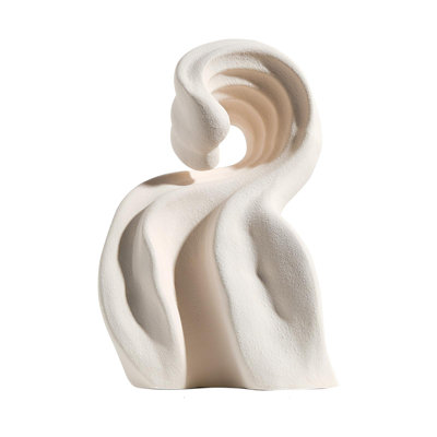 Élégante sculpture abstraite en céramique blanche