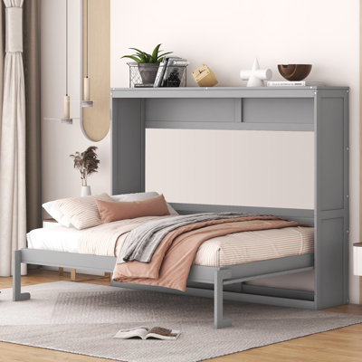 Lit escamotable de style campagne moderne avec panneau de fibres à densité moyenne durable et contreplaqué Luntex