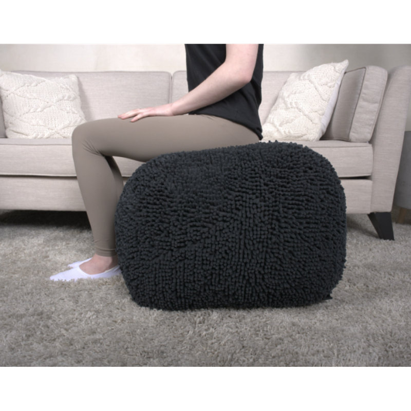 Spongy Microfiber Square Pouf, Dark Charcoal