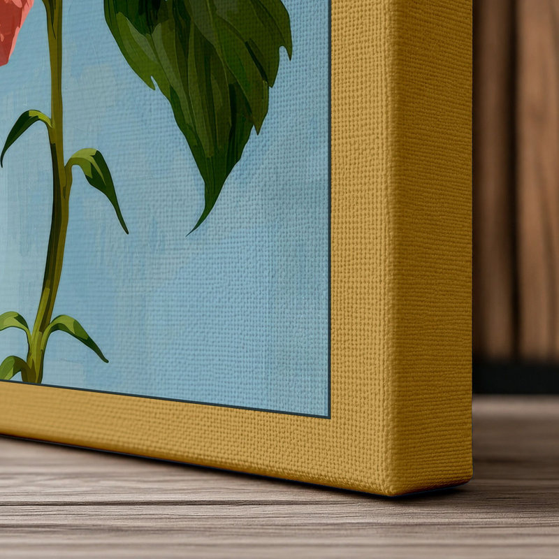 Hibiscus Study Botanical - Wrapped Canvas, 18x12 - 45.7 x 30.5 cm, Ochre Border