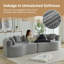 Canapé courbé et modulaire, avec 6 coussins, design désossé, canapé confort de style nuage, revêtement en velours côtelé, design profond, gris