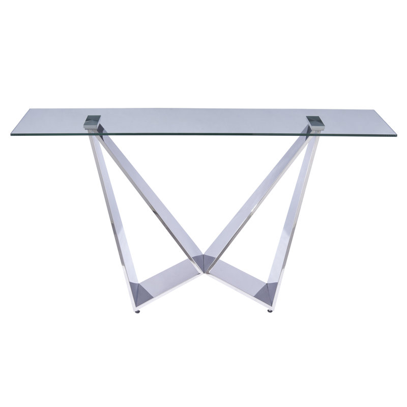 Console de 59 po Celton, gris, Chrome