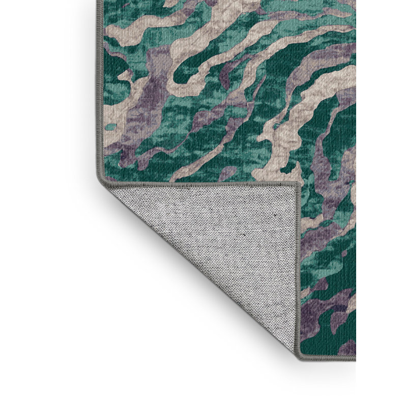 Machine Washable Gray Area Rug, Round 4'