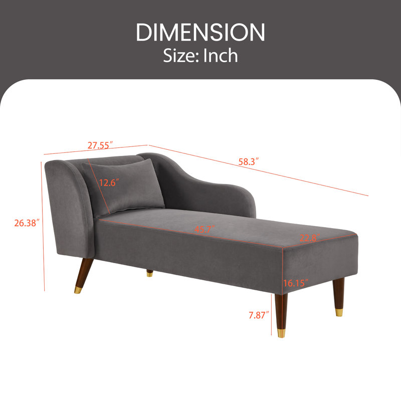 Revêtement en velours de chaise longue Modern, Velours gris