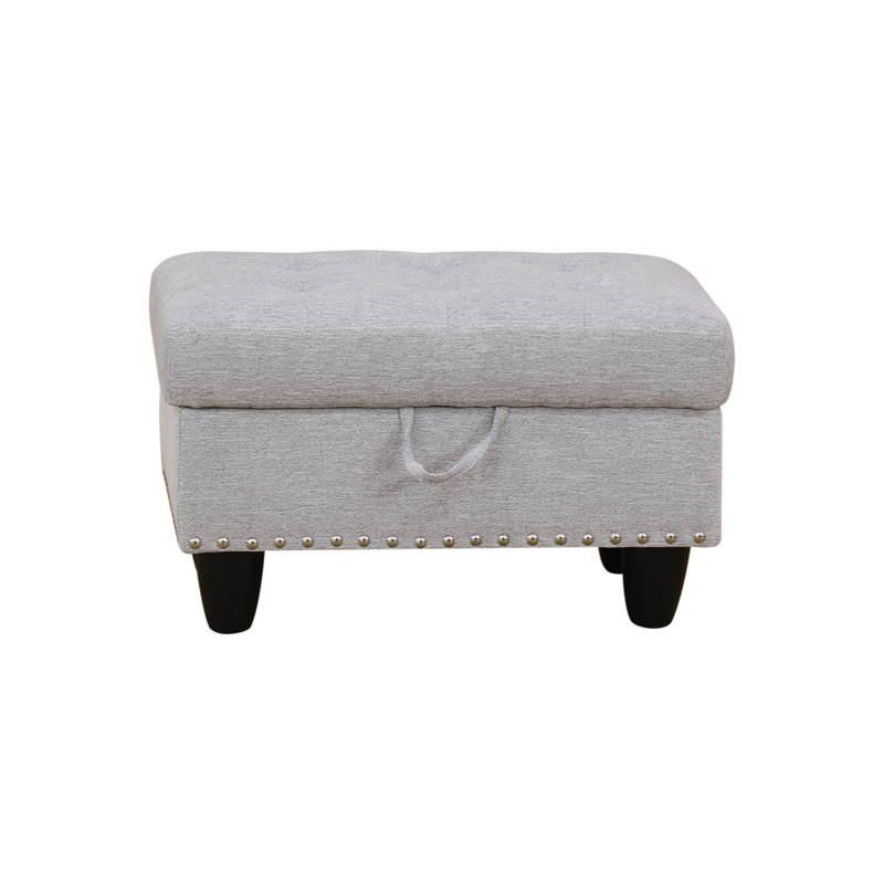 Andikan Upholstered Ottoman, White Linen