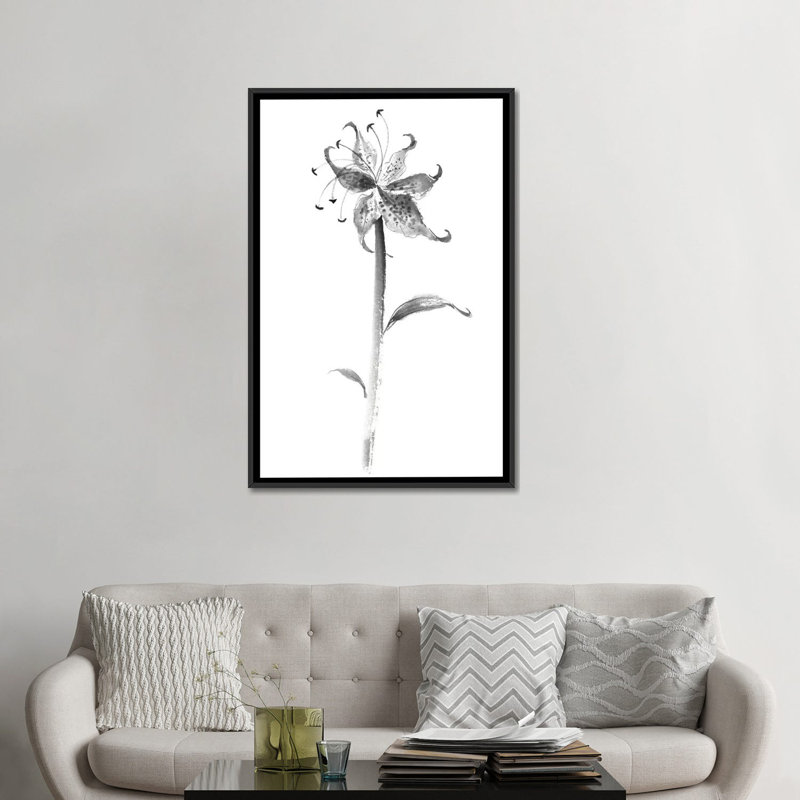 « ink tiger lily », impression sur toile, H 26 po x l 18 po x P 1,5 po, Toile avec cadre noir, Pas de tapis