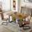 CasaMod Modern Wood Rectangular Dining Set with Channel-Tufted Cantilever Chairs