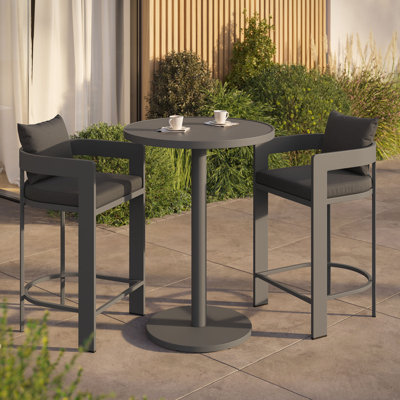Tahoe 3-Piece Outdoor Aluminum Bar Set In Charcoal