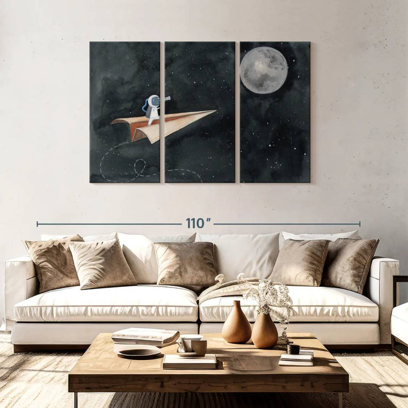 Ashelle papier avion à la lune, H 48 po x l 74 po