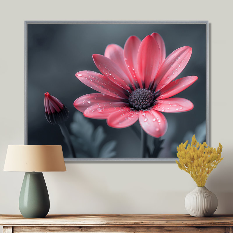 Rose, gris, souci, photo, souci, art mural, salon, White Picture Framed, H 34 po x l 44 po