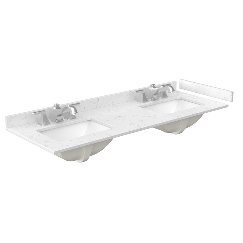 Palmilla 60" Freestanding Double Bathroom Vanity with Cultured Marble Top, Brushed Gold, Brown