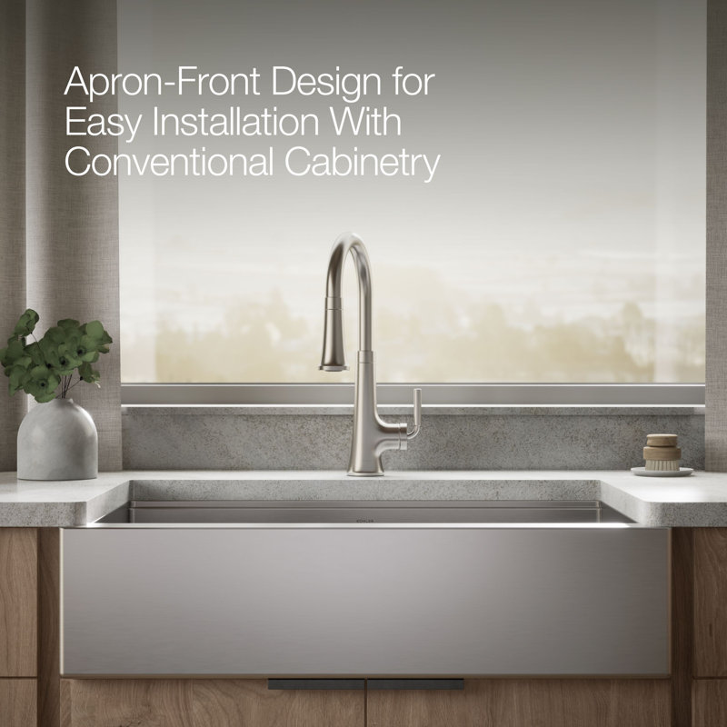 Strive® 35-1/2 In. Undermount Single-Bowl Farmhouse Workstation Kitchen Sink
