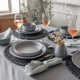 over&back Rimmed 16-Piece Semi Hand-Finished Stoneware Dinnerware Set, Service for 4