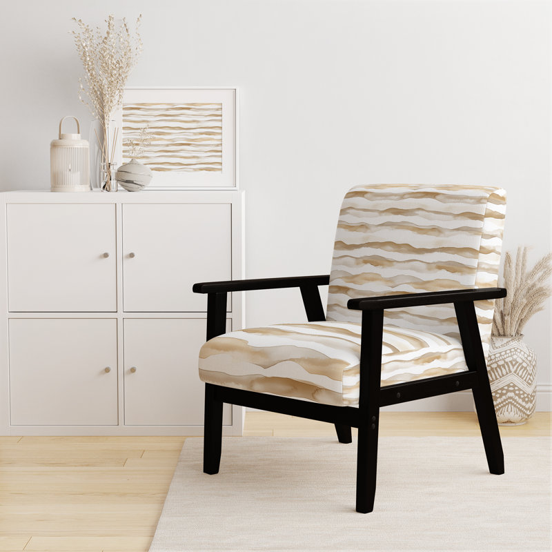 Chaise rayée rembourrée - Fauteuil, Accoudoirs carrés noirs