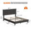 Structure de lit plateforme avec tête de lit, lit en bois rembourré en lin gris, aucun sommier tapissier nécessaire avec support de lattes en bois robuste de 700 lb-1301114867