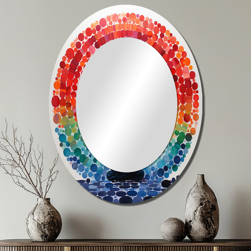 «Colorful Meditation Harmony Of Mind», miroir mural ovale multicolore, 40 po x 30 po
