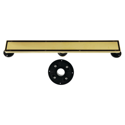 Kingston Brass Watercourse 24-Inch Stainless Steel Linear Shower Drain with Reversible Tile Insert and Flat Grate, Drain with Base Flange and Hair Strainer