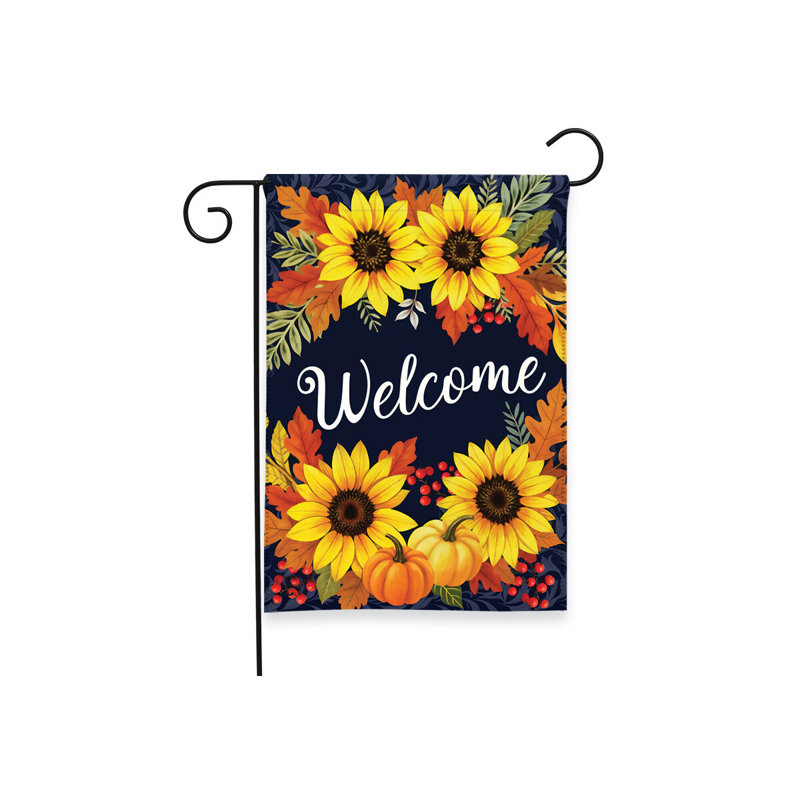 Autumn Sunflowers Welcome Garden Flag 12x18