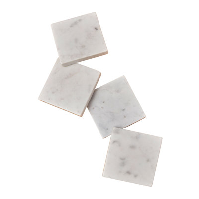 Ensemble de 4 sous-verres en marbre blanc