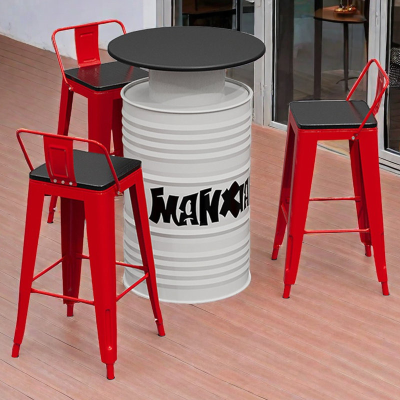 Ensemble de salle à manger 27,6 po Kaly, Blanc, Rouge / noir