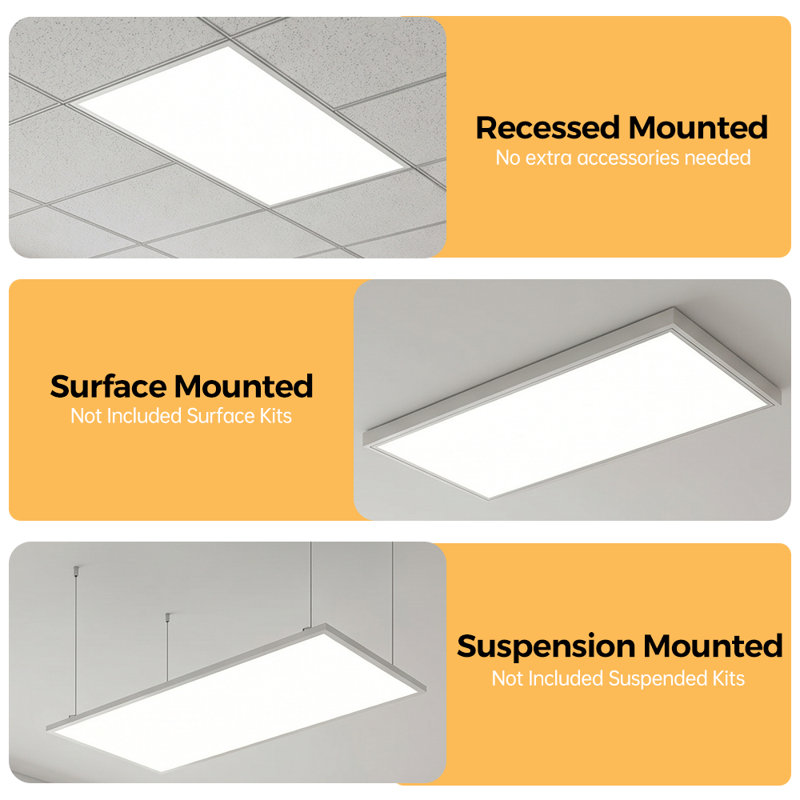 Paquet de 1 luminaire à écran plat 2 x 4 DEL à température de couleur sélectionnable 4000K / 5000K / 6000K, 1