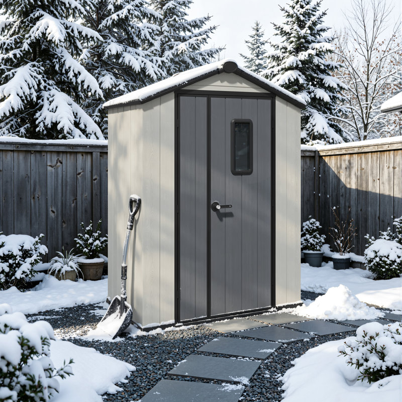 Abri de jardin de 1,5 m x 0,9 m en bois, plastique et acier galvanisé, résistant aux intempéries, avec porte verrouillable et ventilation.