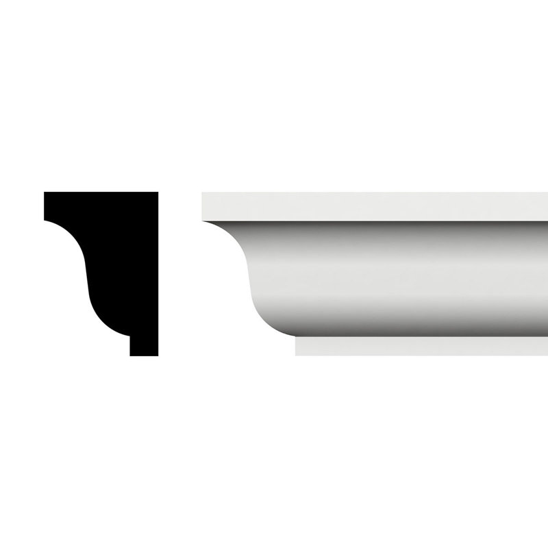 2-7/8" x 2" x 96" White PVC Baseboard Moulding