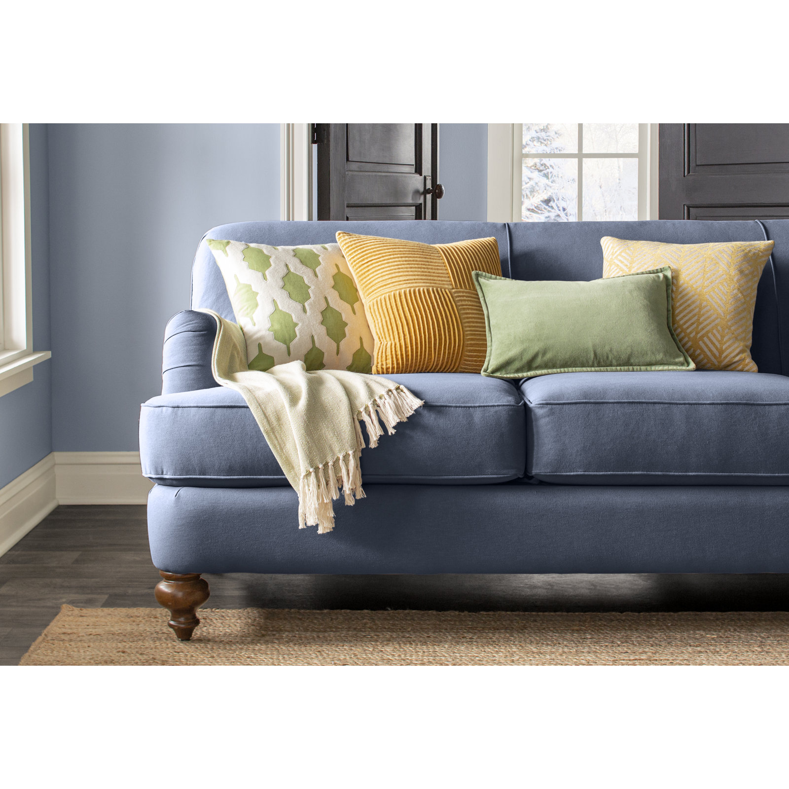 Norwin Cotton Throw Pillow, Down, 12"H x 30"W, Sage