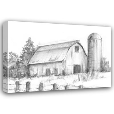 «August Grove® Harper, Ethan Gallery», art sur toile tendue: Étude de grange noire et blanche I