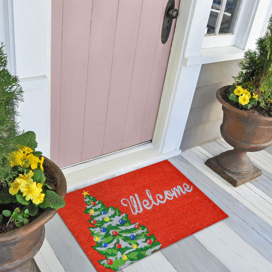 Fluellen Winter Welcome 30" x 18" Non-Slip Outdoor Door Mat Freeport Park®