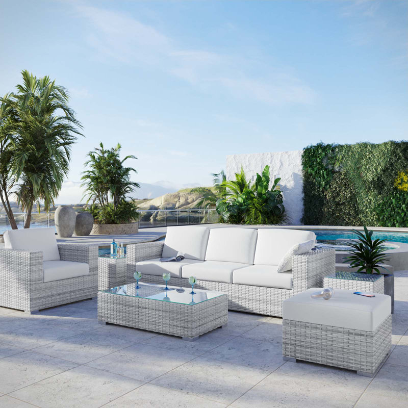 Modway Convene 6-Piece Outdoor Patio Set, White