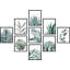«Green Pastel Succulent Plants Botanical Mixed Media», art moderne encadré sur papier, 9 pièces-92573942-92573944