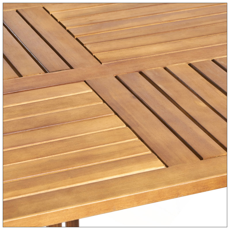 Outdoor 59 Inch Rectangular Solid Wood Table Dining Table,Teak Finish, Teak