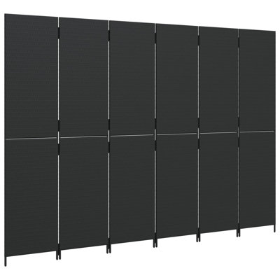 Arlmont & Co. Room Divider 6 Panels Black Poly Rattan by Arlmont & Co.