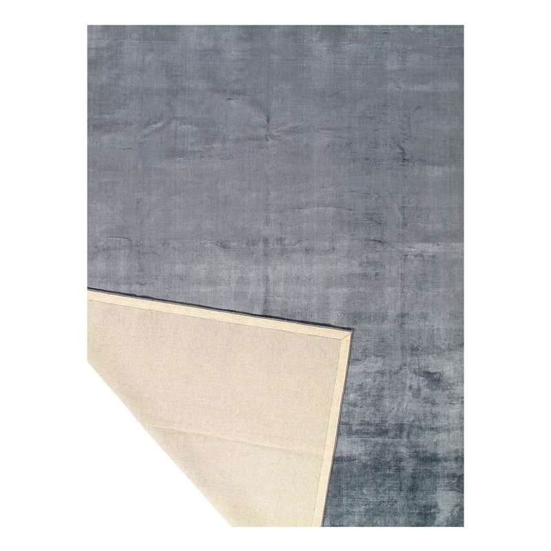 Tapis moderne gris noué à la main 9 pi x 11 pi 11 po