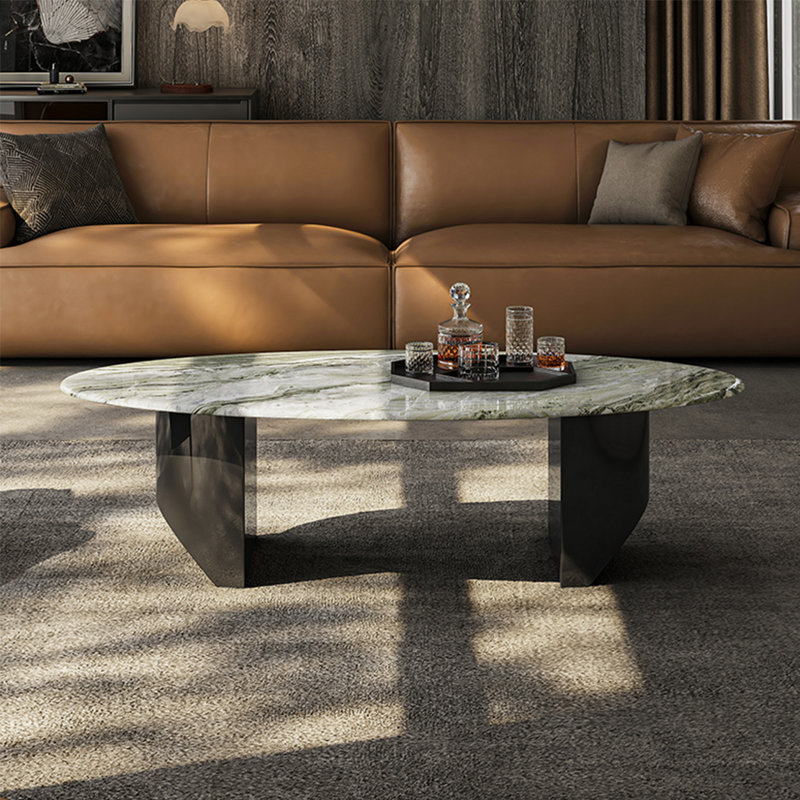 Table de salon ovale en marbre, H 15,7 po x L 63 po x l 35,4 po
