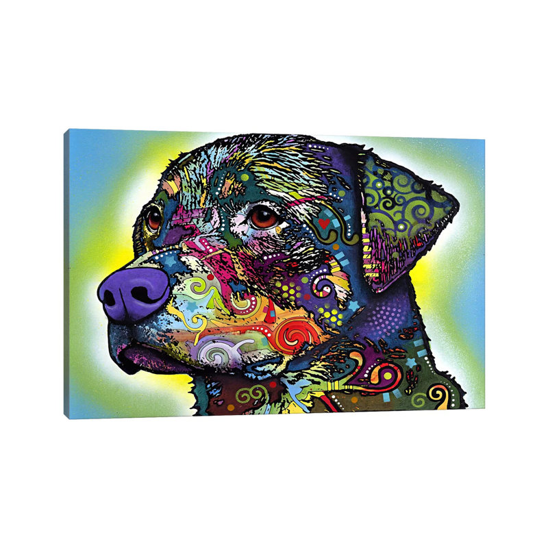 The Rottweiler by Dean Russo - Print on Canvas, No Frame, 20.32 cm H x 30.48 cm W