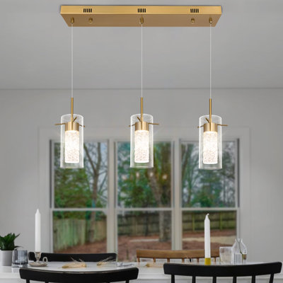 Chealsey Linear K9 Crystal 3 - Light LED Modern Chandeliers for Dinning Room Kitchen Island