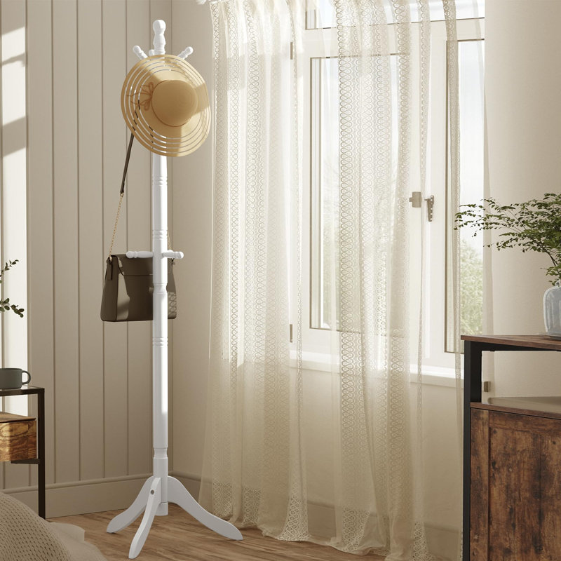 Rubber Freestanding 10 - Hook Coat Rack, Cloud White