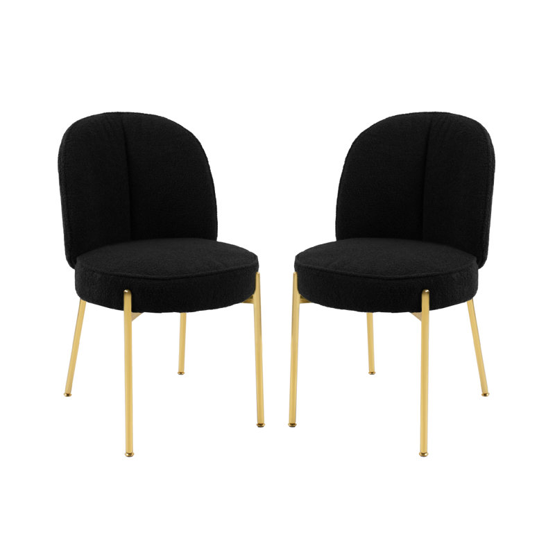 Chaise de salle à manger en tissu avec pieds dorés (ensemble de 2)